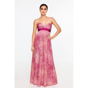 BCBGMAXAZRIA‎ Silk Kai Begonia Strapless Maxi Pink Dress Size 2